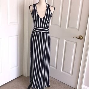 Blue and Cream striped Maxi Dress